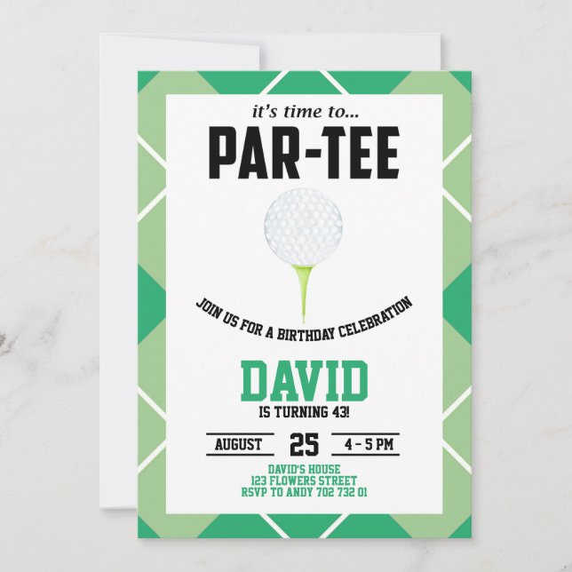 Men Golf Par-tee Birthday Invitation (Front)