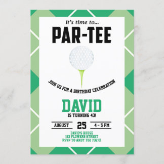 Men Golf Par-tee Birthday Invitation