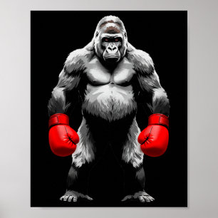 Men Gorilla Fighter Boxer Art Funny Animal Boxing  Poster