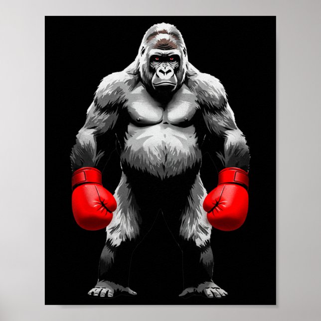 Men Gorilla Fighter Boxer Art Funny Animal Boxing  Poster (Front)
