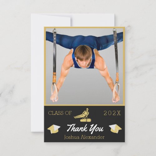 Men Gymnast Modern Photo graduation class of Thank You Card