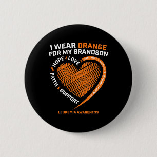 Men I Wear Orange For My Grandson Leukemia Awarene Button