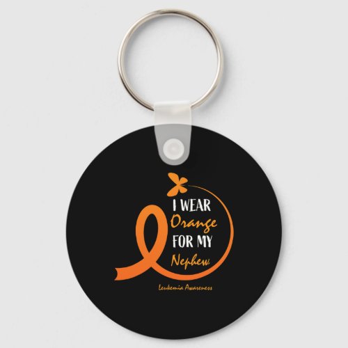 Men I Wear Orange For My Nephew Leukemia Awareness Keychain