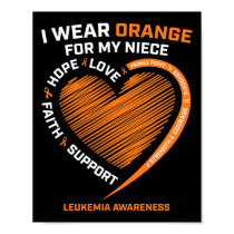Men I Wear Orange For My Niece Leukemia Awareness  Poster