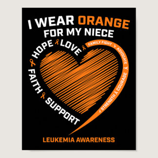 Men I Wear Orange For My Niece Leukemia Awareness  Poster
