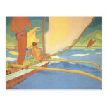 'Men in an Outrigger Canoe Headed for Shore' Postcard 'Men in an Outrigger Canoe Headed for Shore' Postcard