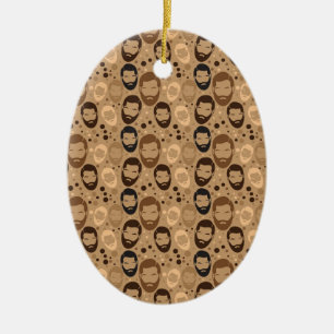Men in Beards pattern Ceramic Ornament