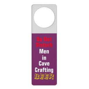 Men in Cave Crafting Beer-Multicolor/Purple Door Hanger