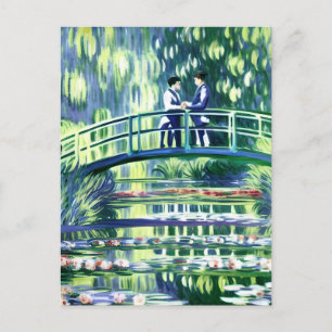 Men in Love in the Style of Monet Postcard