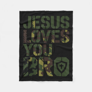 Men Jesus Loves You Bro Funny Christian Boy Godson Fleece Blanket