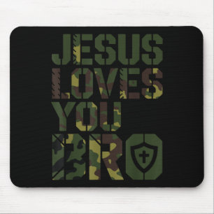 Men Jesus Loves You Bro Funny Christian Boy Godson Mouse Pad
