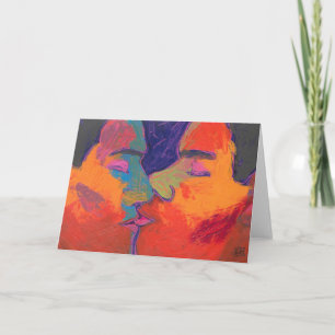 Men Kissing Colorful Card