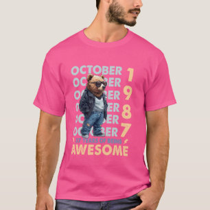Men Legend October 1987 37th Birthday Cool Bear 37 T-Shirt