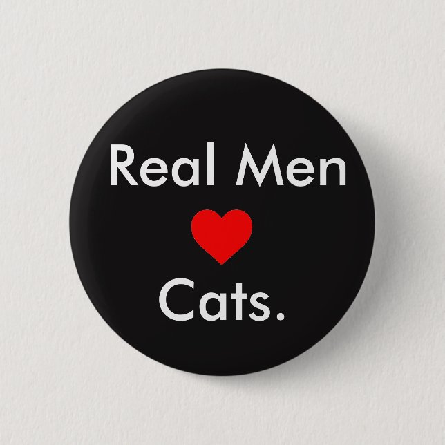 Men Love Cats Pinback Button (Front)