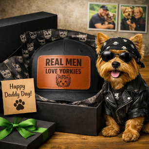Men Love Yorkshire Terrier Dogs  Leather Patch Hat