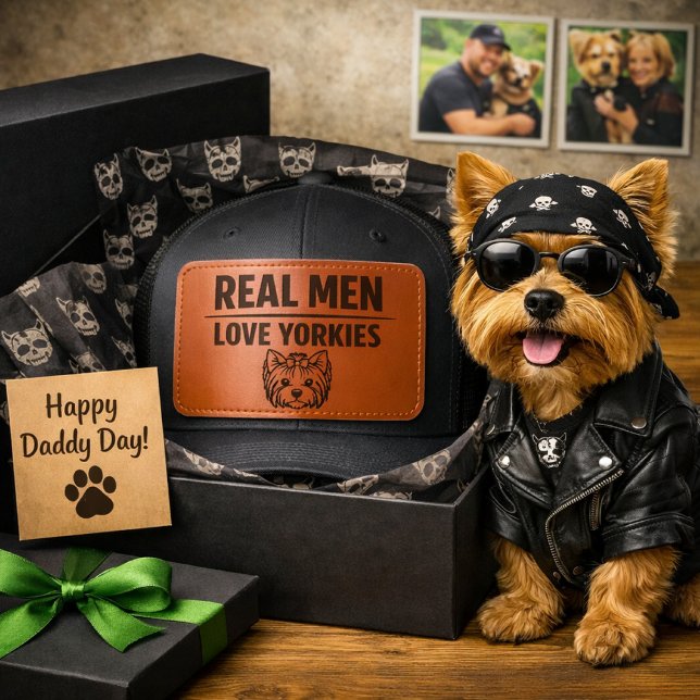 Men Love Yorkshire Terrier Dogs  Leather Patch Hat (Creator Uploaded)