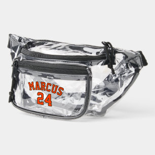 Men Name Number Orange Brown Stadium Approved Clear Fanny Pack