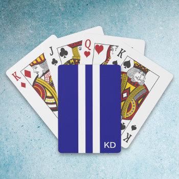 Men Navy Blue Monogrammed Playing Cards by KathyHenis at Zazzle