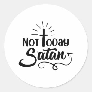 Men Not Today Satan V-Neck Graphic T-Shirt Classic Round Sticker