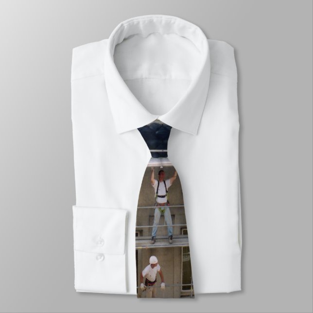 Men On Scaffolding Neck Tie (Tied)