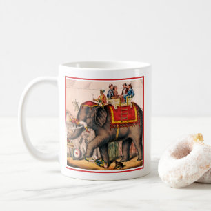 Men Performing A Circus Act With An Elephant. Coffee Mug