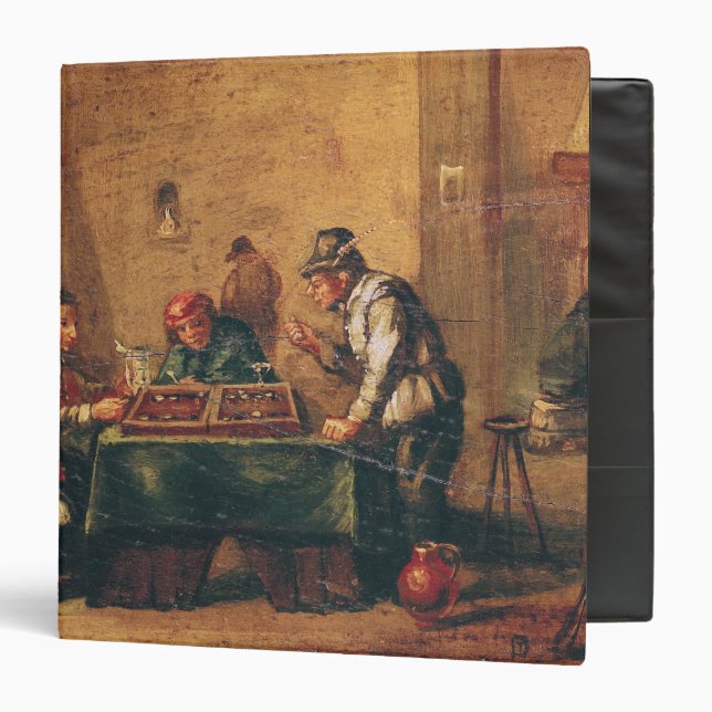 Men Playing Backgammon in a Tavern 3 Ring Binder (Front/Inside)