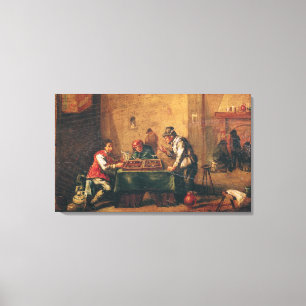 Men Playing Backgammon in a Tavern Canvas Print