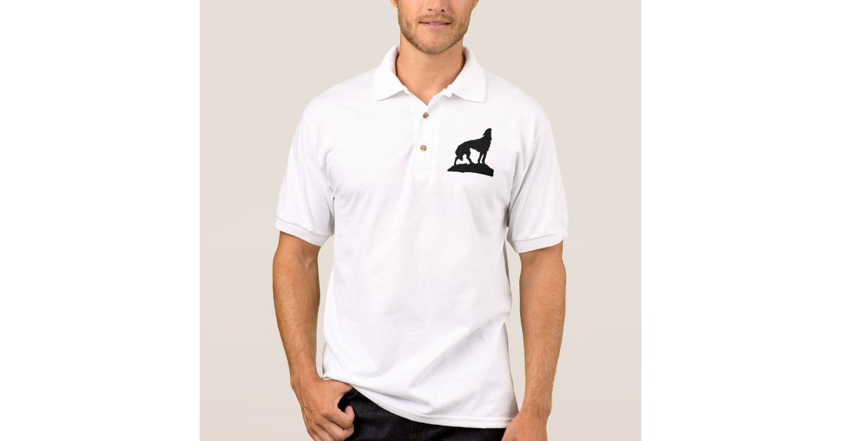 Men Polo Shirt Heulender Wolf Zazzle Com