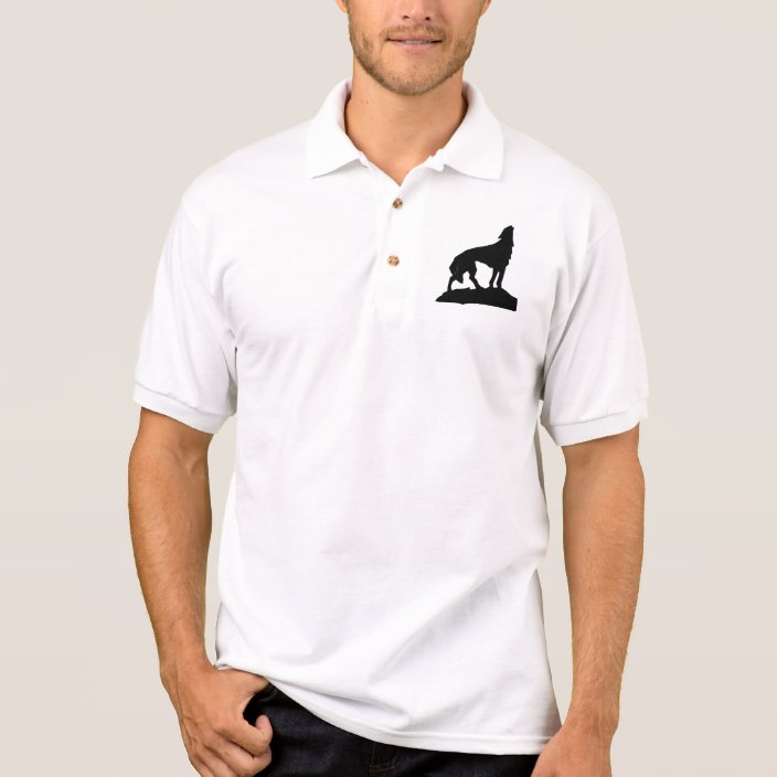 Men Polo Shirt Heulender Wolf Zazzle Com