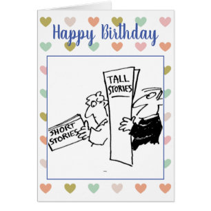 Men Reading Books of Short & Tall Stories Joke Cards