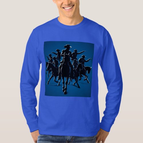  Men Riding dancing Horses in Black T_Shirt