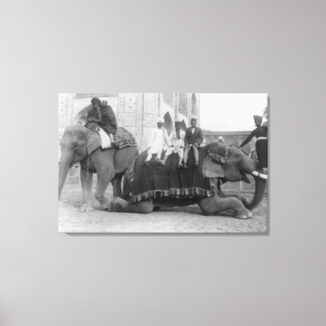 Men Riding Elephants in India PhotographIndia Canvas Print (Front)