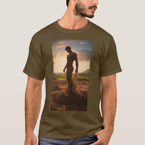 Men  Round Neck Brown T_Shirt