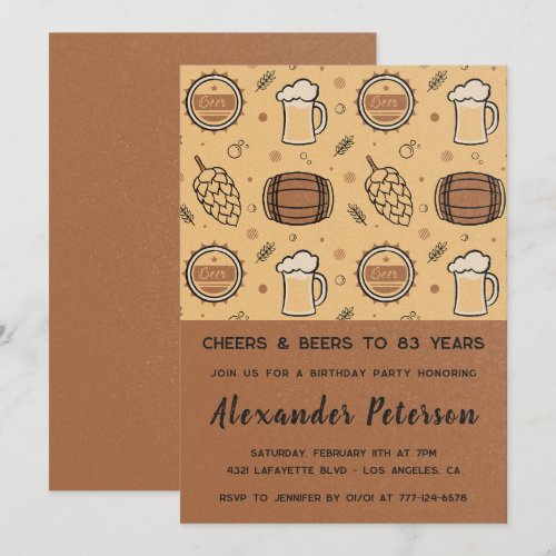Men Rustic Beer 83rd birthday invitations 