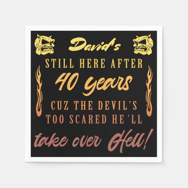 Men’s 40th Birthday Humor Napkins (Front)