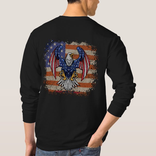 "Men’s American Eagle Flag Long Sleeve Tee" T-Shirt (Back)