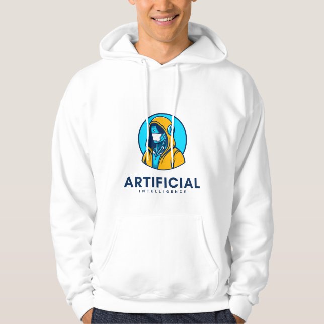Men’s Artificial Intelligence White Hoodi Hoodie (Front)