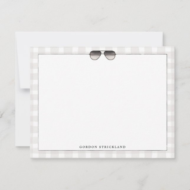 Men’s Aviator Sunglasses Note Card (Front)