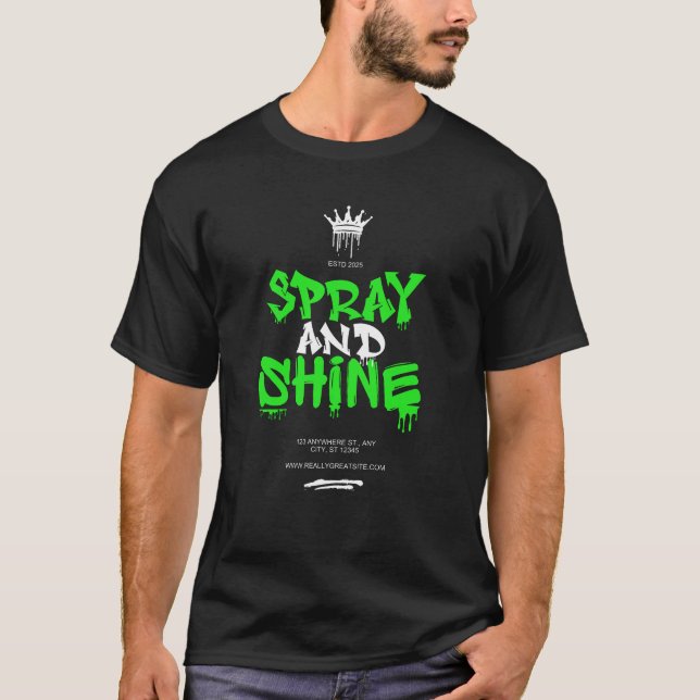Men’s Black Graphic T-Shirt “SPRAY AND SHINE”  (Front)