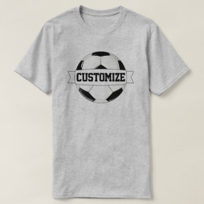 Men’s Black & White Soccer Ball Custom Team Name T-Shirt