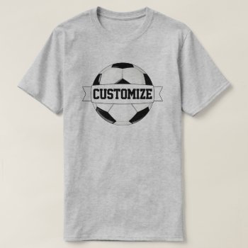 Men’s Black & White Soccer Ball Custom Team Name T-shirt by SoccerMomsDepot at Zazzle
