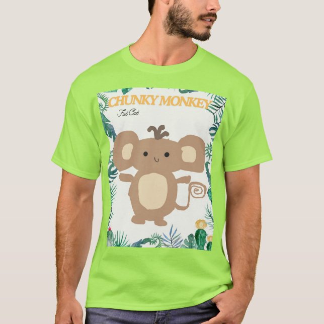 Men’s Chunky Monkey Fat cat friend t shirt (Front)