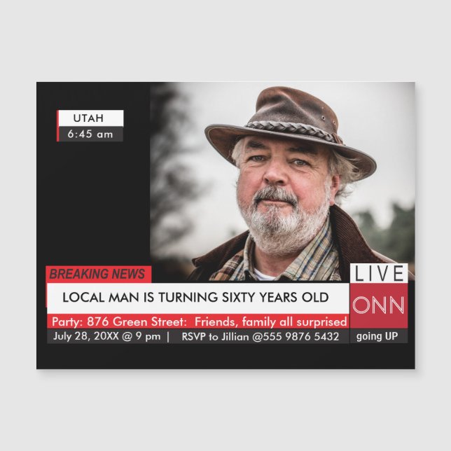 Men’s Funny 60th Birthday 📺 TV News  (Front)