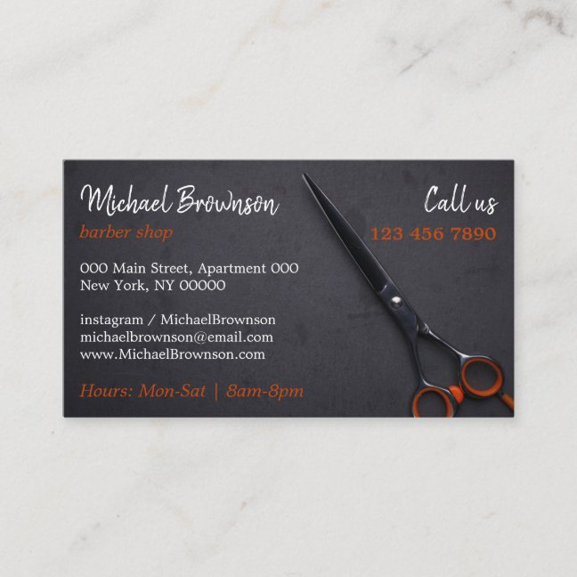 Menβs Grooming Studio Scissor Cut Business Card