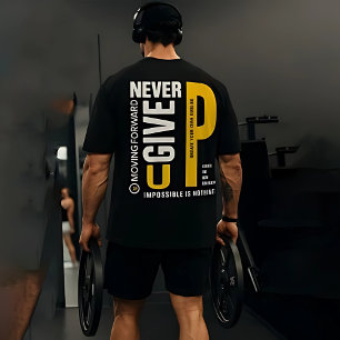 Men’s Gym Workout T-Shirt – “Never Give Up” Tri-Blend Shirt