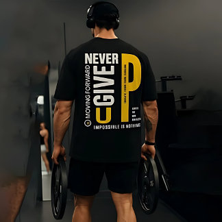 Men’s Gym Workout T-Shirt – “Never Give Up”  Tri-Blend Shirt