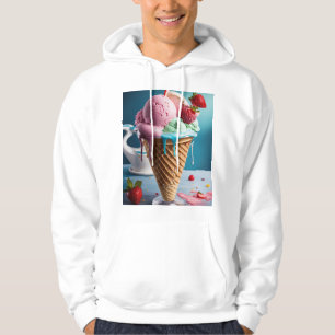 Men’s Hoodie with Cool Ice Cream Design Trendy I