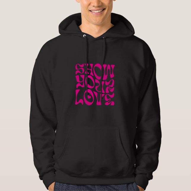 Men’s Minimalist Hoodie with Bold Pink Text (Front)