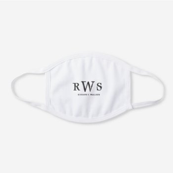 Men"s Monogram Western Branded Initials White Gray White Cotton Face Mask by custom_iphone_cases at Zazzle