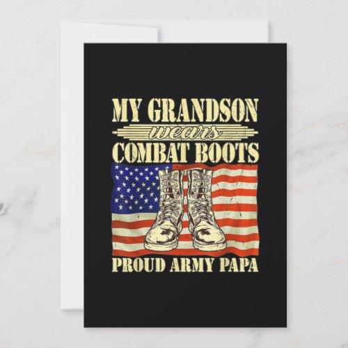 Mens My Grandson Wears Combat Boots Military Prou Invitation